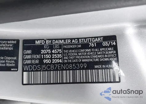 2014 Mercedes-Benz Cla 45 Amg 4Matic z USA, uszkodzony, nr VIN WDDSJ5CB7EN085399